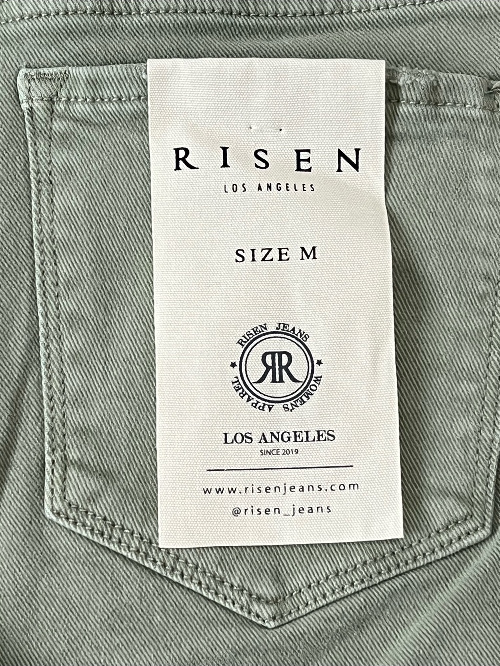 RISEN Olive Green Distressed Denim Shorts - Picture 7 of 11
